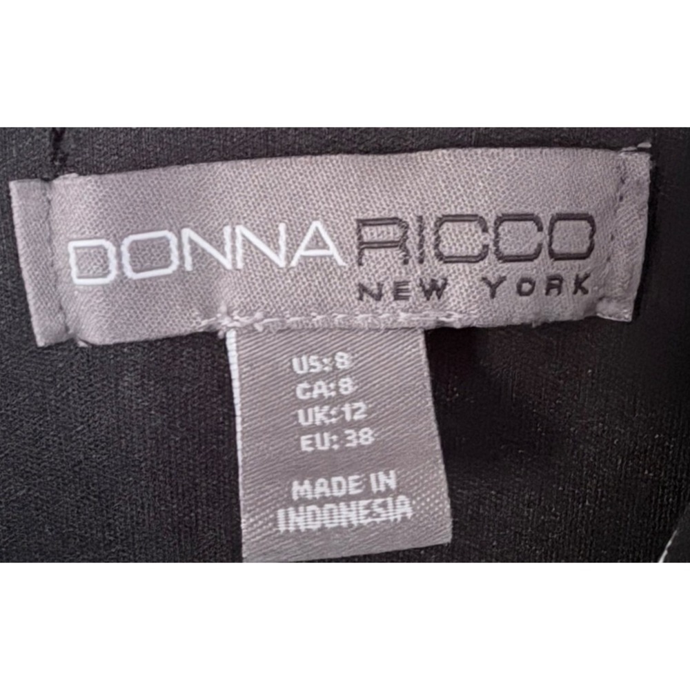 Donna Ricco Womens Size 8 Shift Dress Black Teal Gold Geometric 3/4 Sleeve - Picture 3 of 5